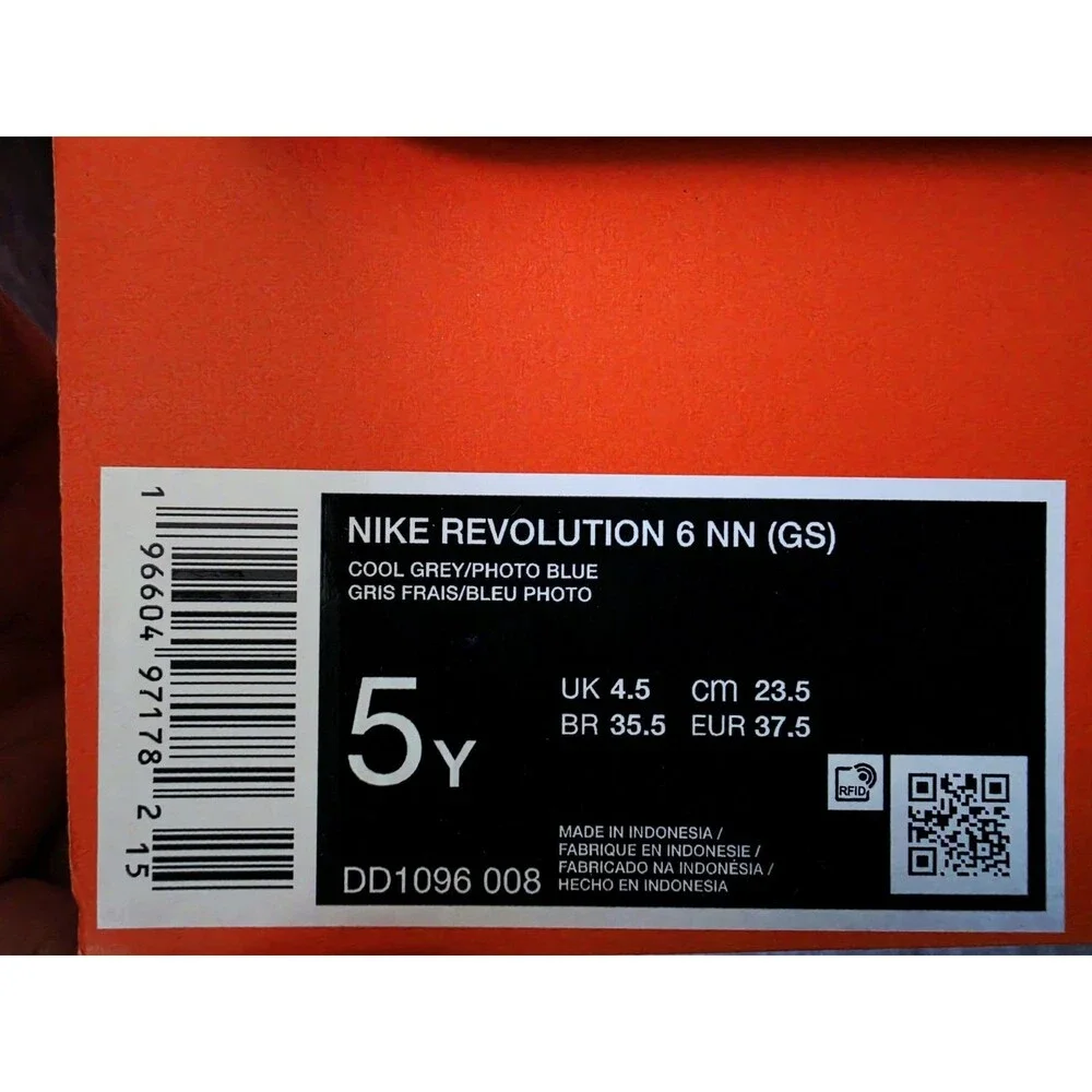 Nike Revolution 6 NN (GS) Unisex Kids Low Top Lace-Up Gray/Blue 6.5 W/5Y